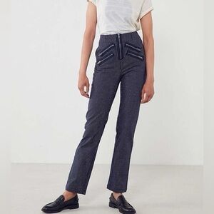 Silence + Noise Malorie High-Rise Zipper Pinstripe Pant